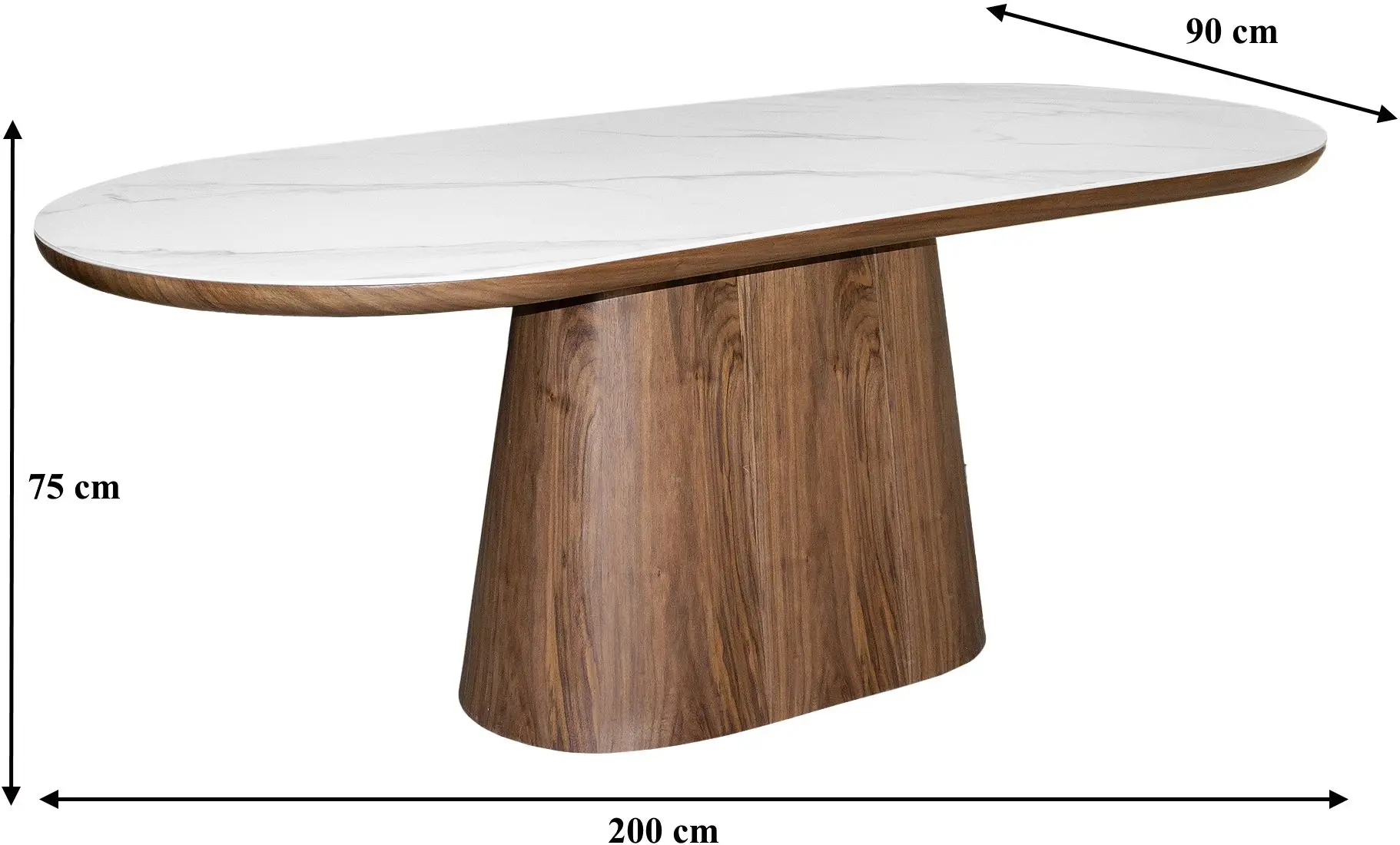 Masa DP Serena 200x90 (White Marble/Walnut) - 3