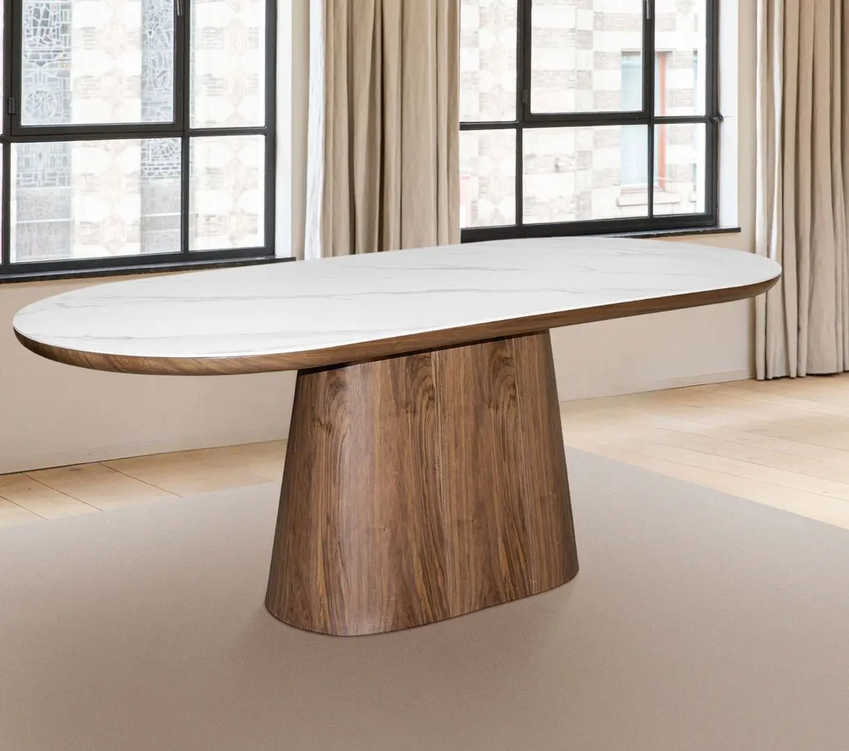Masa DP Serena 200x90 (White Marble/Walnut)