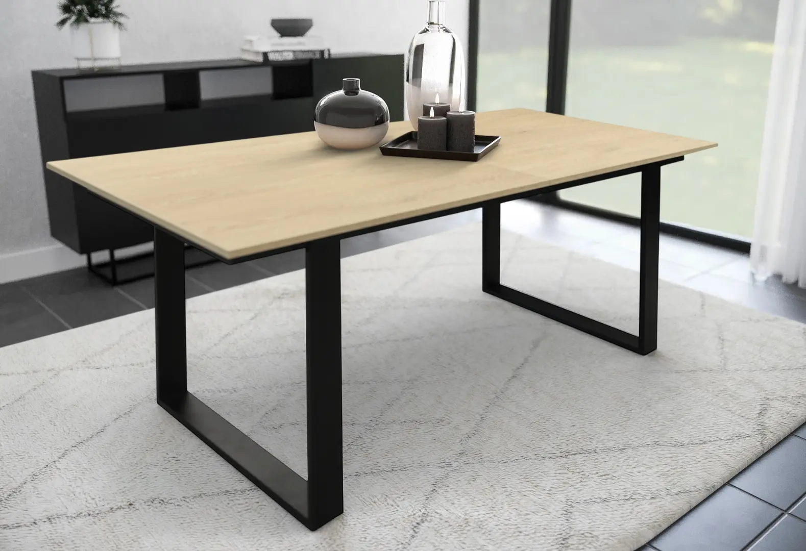 Стол раскладной DP Dario 180/240x80 (Oak/Black)