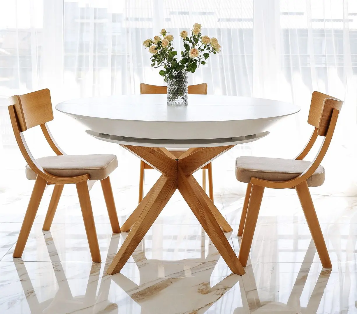 Masa extensibila DP Nova Furnir Italian (White/Wood)