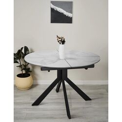 Masa extensibila DP Pina Luka 110/150x76 (White Marble/Black)