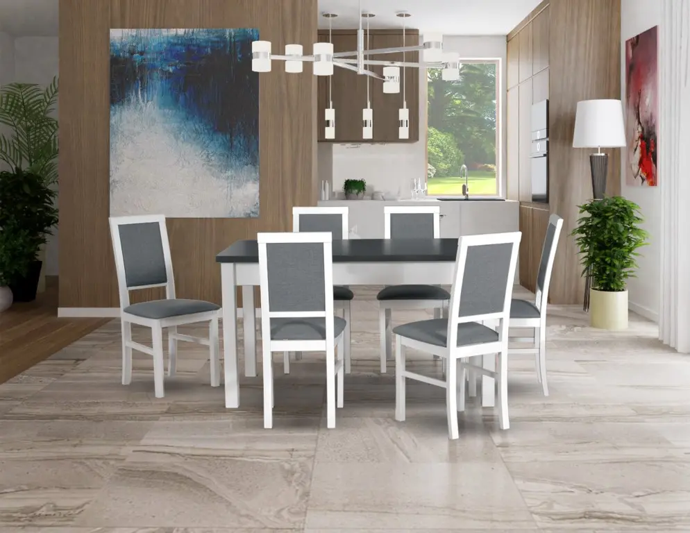 Стол раскладной Drewmix Modena 1 140/180x80 (Graphite/White) - 3