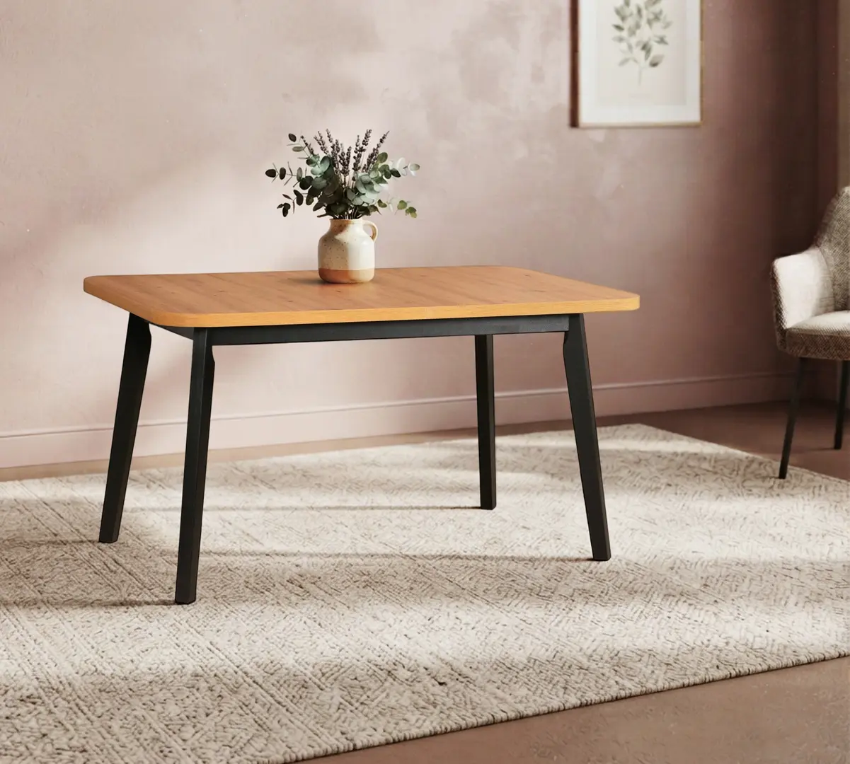 Masa extensibila Drewmix Oslo 6 140/180x80 (Artisan Oak/Black)