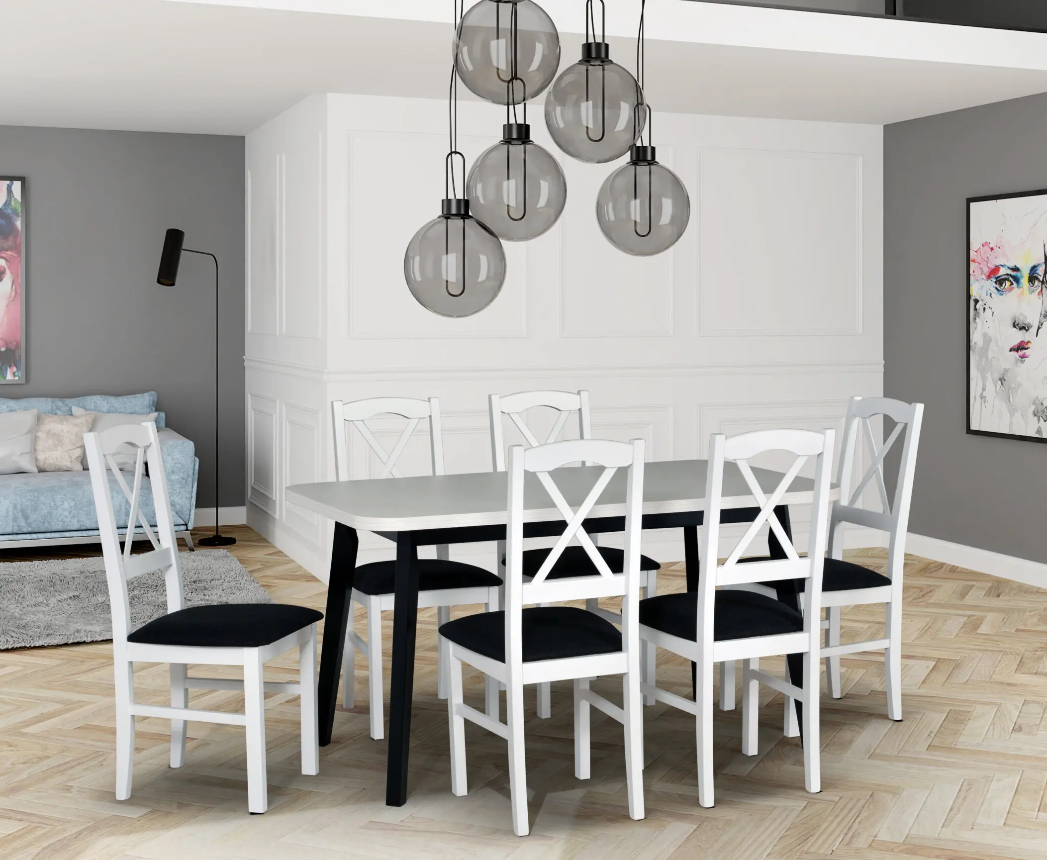 Masa extensibila Drewmix Oslo 6 140/180x80 (Black/White) - 2