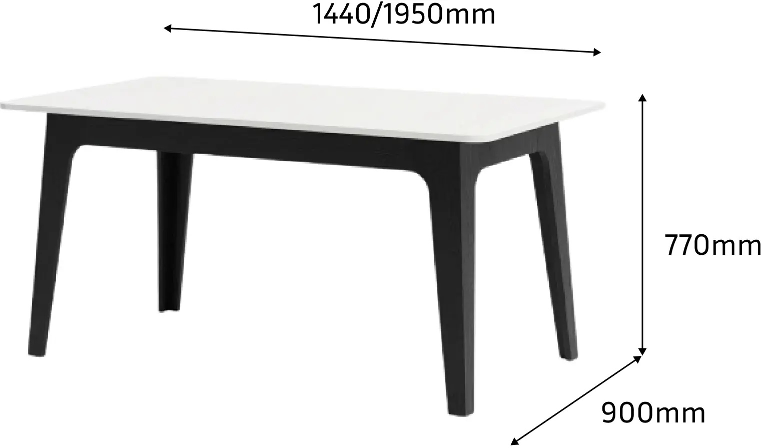 Стол раскладной Fabrik Home Crown 144/195x90 (Ясень Белый/Антрацит) - 5
