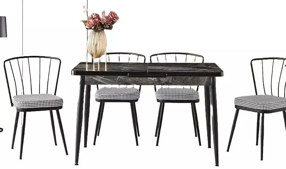 Стол раскладной Fabrik Home Necoline AY-1182 120/150см (Чёрный Мрамор/Чёрный) - 2