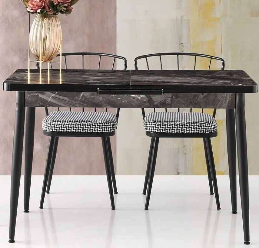 Стол раскладной Fabrik Home Necoline AY-1182 120/150см (Чёрный Мрамор/Чёрный)