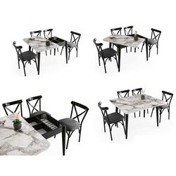 Стол раскладной Fabrik Home Necoline Dolunay D0-1281 (Серый Мрамор/Черный) Thumb