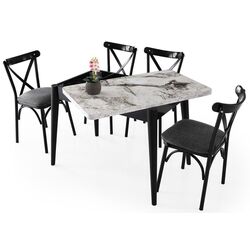 Стол раскладной Fabrik Home Necoline Dolunay D0-1281 (Серый Мрамор/Черный) Thumb