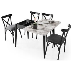 Стол раскладной Fabrik Home Necoline Dolunay D0-1281 (Серый Мрамор/Черный) Thumb