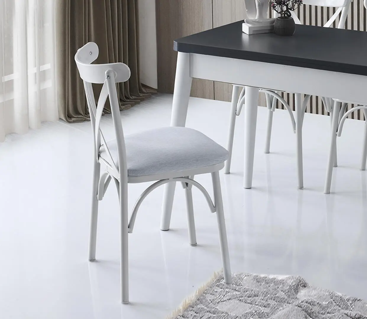 Стол раскладной Fabrik Home Necoline Dolunay DO-1283 100/120см (Антрацит/Белый) - 3