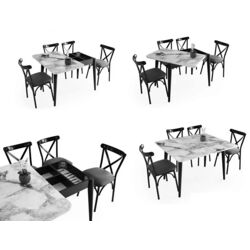 Стол раскладной Fabrik Home Necoline Dolunay DO-1283 100/120см (Антрацит/Белый) Thumb