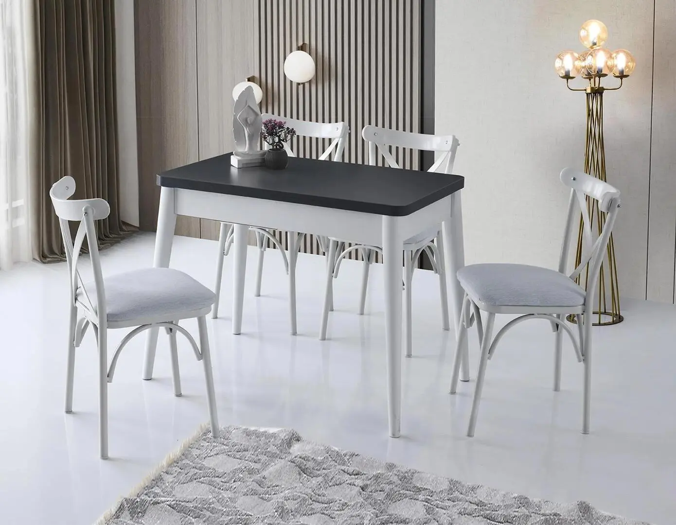 Стол раскладной Fabrik Home Necoline Dolunay DO-1283 100/120см (Антрацит/Белый)