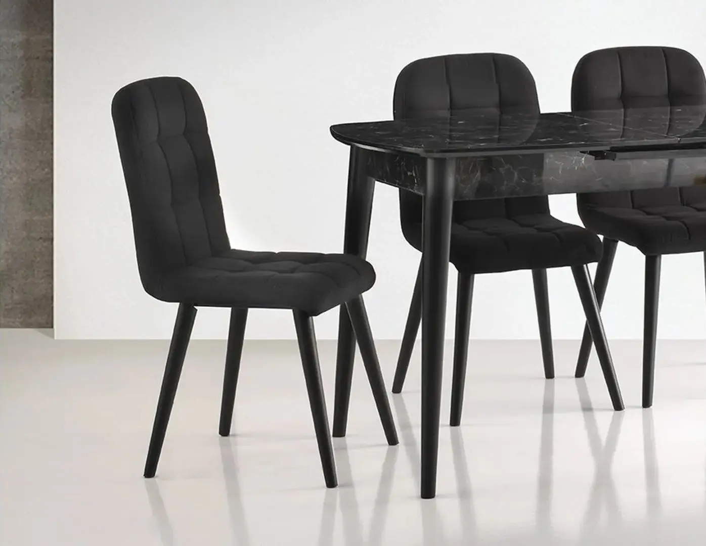 Masa extensibila Fabrik Home Necoline Retro RM-1194 (Aspect Marmura Neagra/Negru)