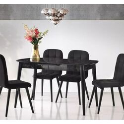 Masa extensibila Fabrik Home Necoline Retro RM-1194 (Aspect Marmura Neagra/Negru) Thumb