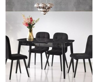 Masa extensibila Fabrik Home Necoline Retro RM-1194 (Aspect Marmura Neagra/Negru)