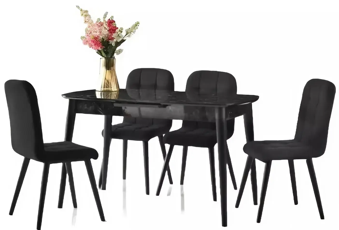 Masa extensibila Fabrik Home Necoline Retro RM-1194 (Aspect Marmura Neagra/Negru)