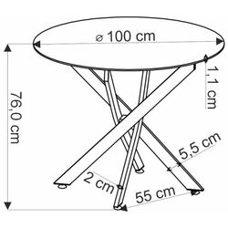 Masa Halmar Edgar 2 76x100 (White Marble/Black) Thumb