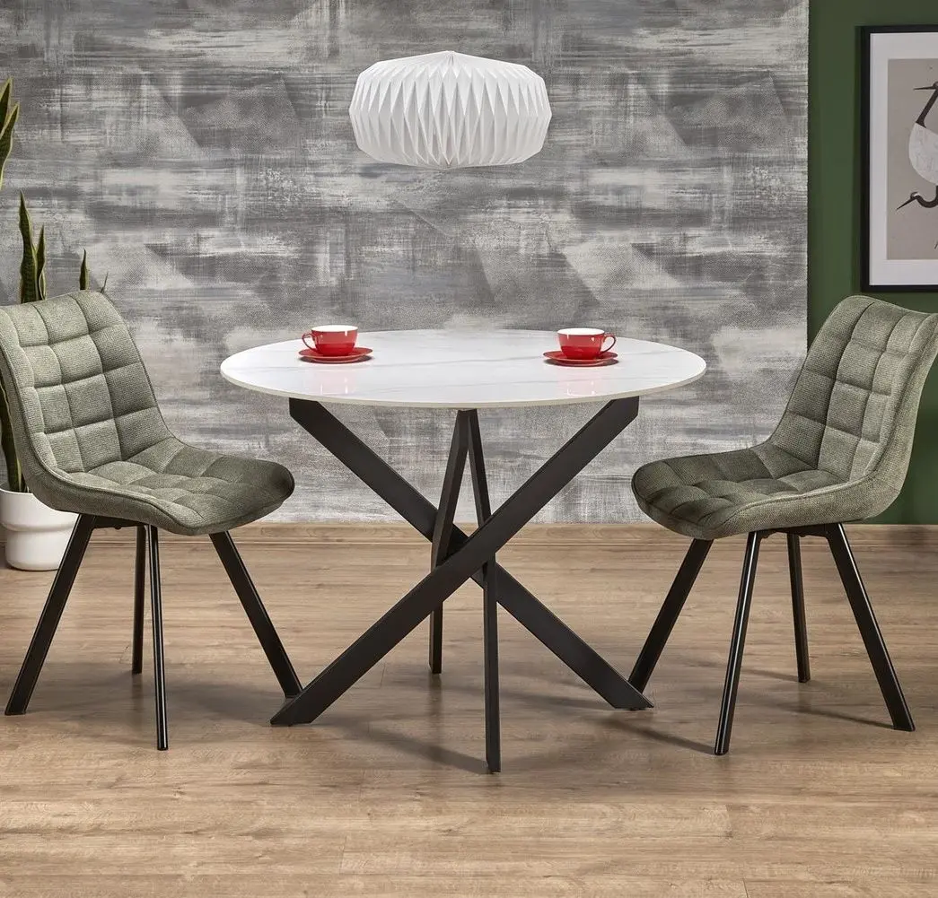 Masa Halmar Edgar 2 76x100 (White Marble/Black)