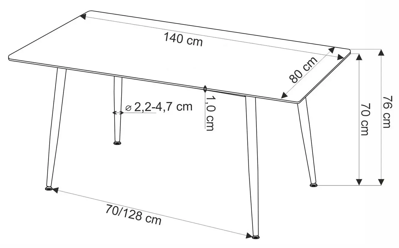 Masa Halmar Emilio 140 (White Marble/Black)
