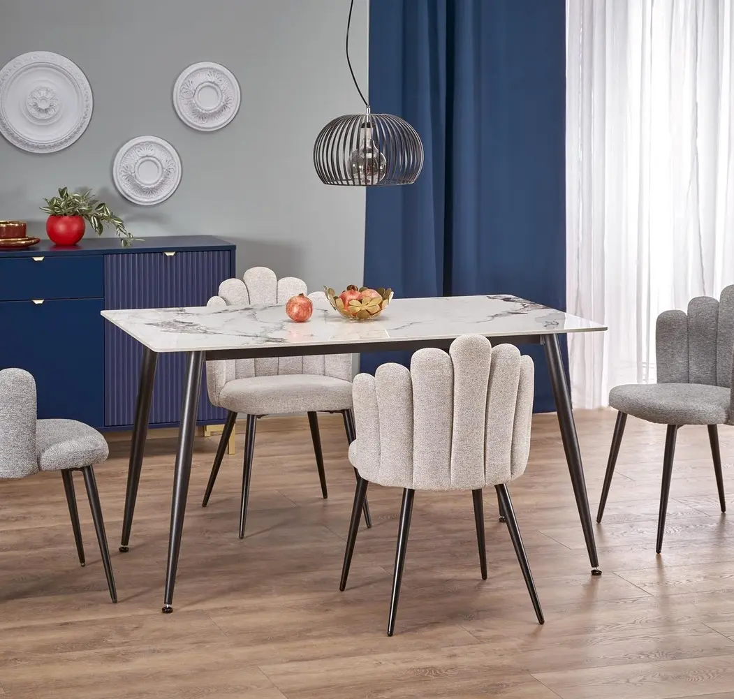 Masa Halmar Emilio 140 (White Marble/Black)