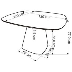 Masa Halmar Flavio 120x120 (White Gloss) Thumb