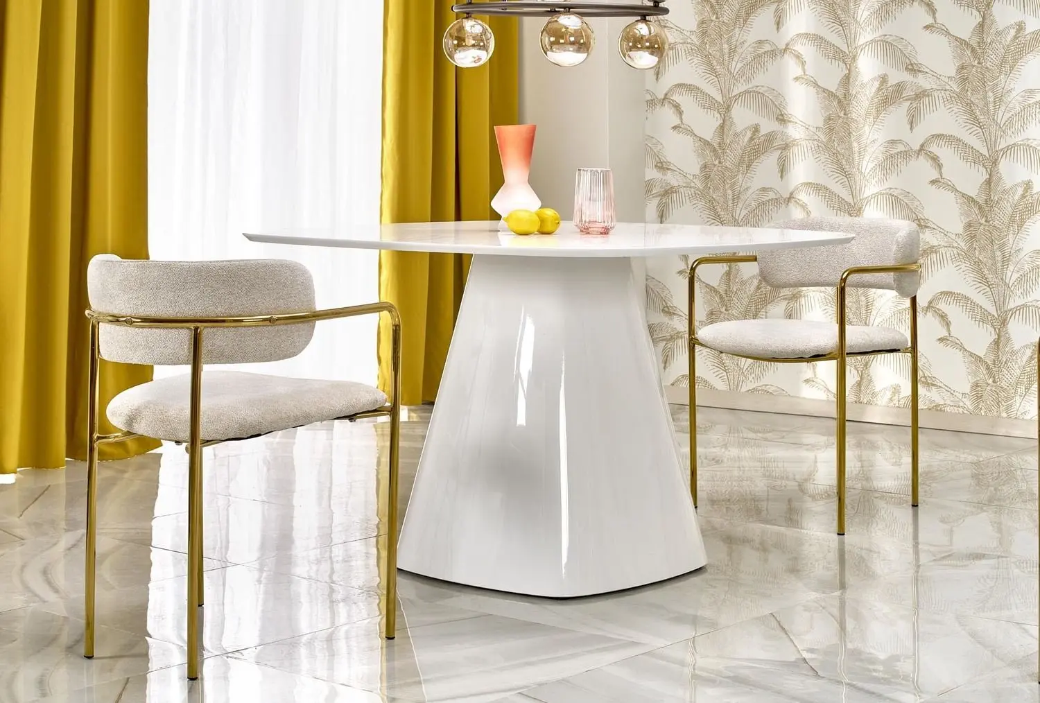 Masa Halmar Flavio 120x120 (White Gloss)