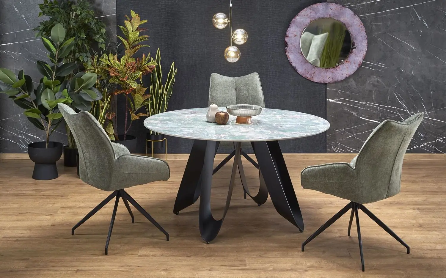 Masa Halmar Giovani (Green Marble/Black)