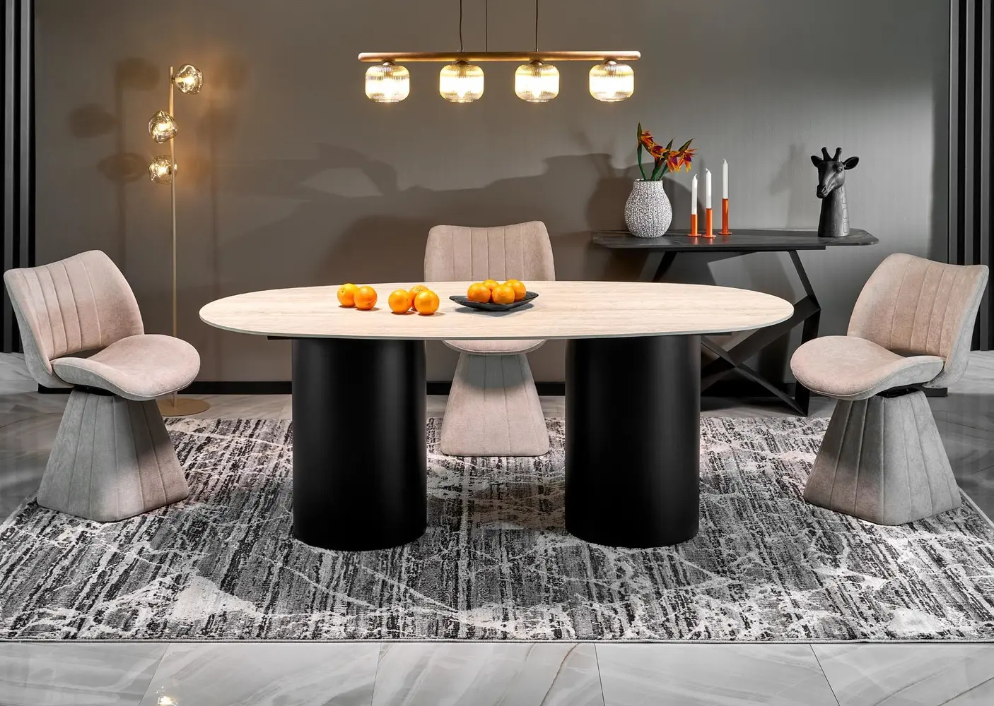 Стол Halmar Julius (Light Travertine/Black)