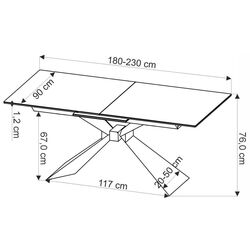 Masa Halmar Luciano 76x180/230 (Blue Marble/Black) Thumb
