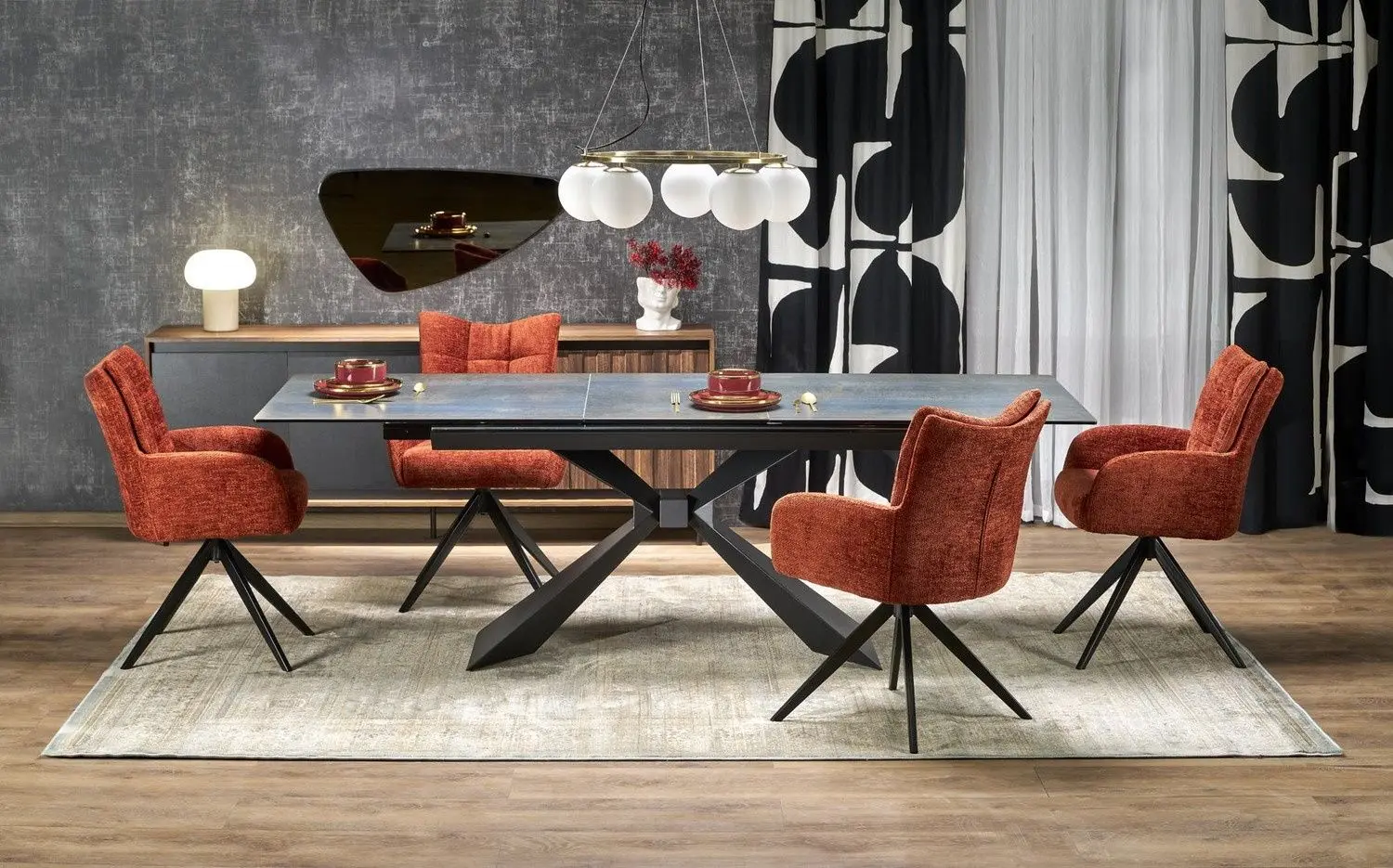 Masa Halmar Luciano 76x180/230 (Blue Marble/Black)