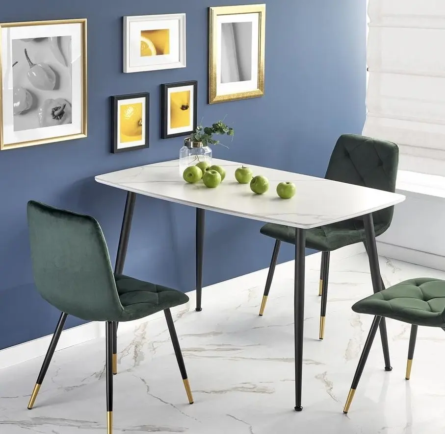 Masa Halmar Marco 120x77 (White Marble/Black)