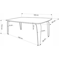 Masa Halmar Pedro 75x160 (Walnut/Black) Thumb