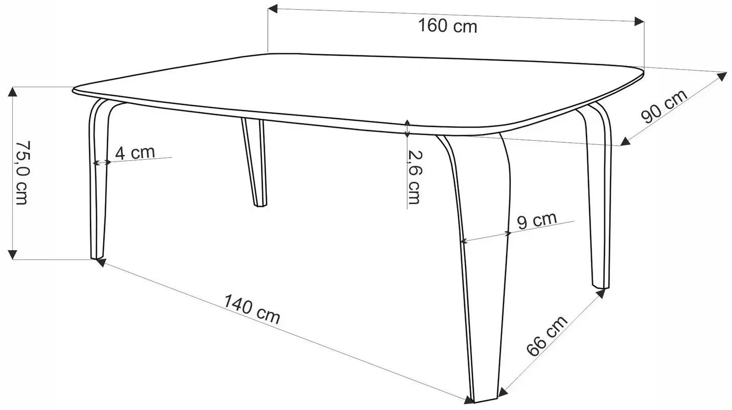Masa Halmar Pedro 75x160 (Walnut/Black)