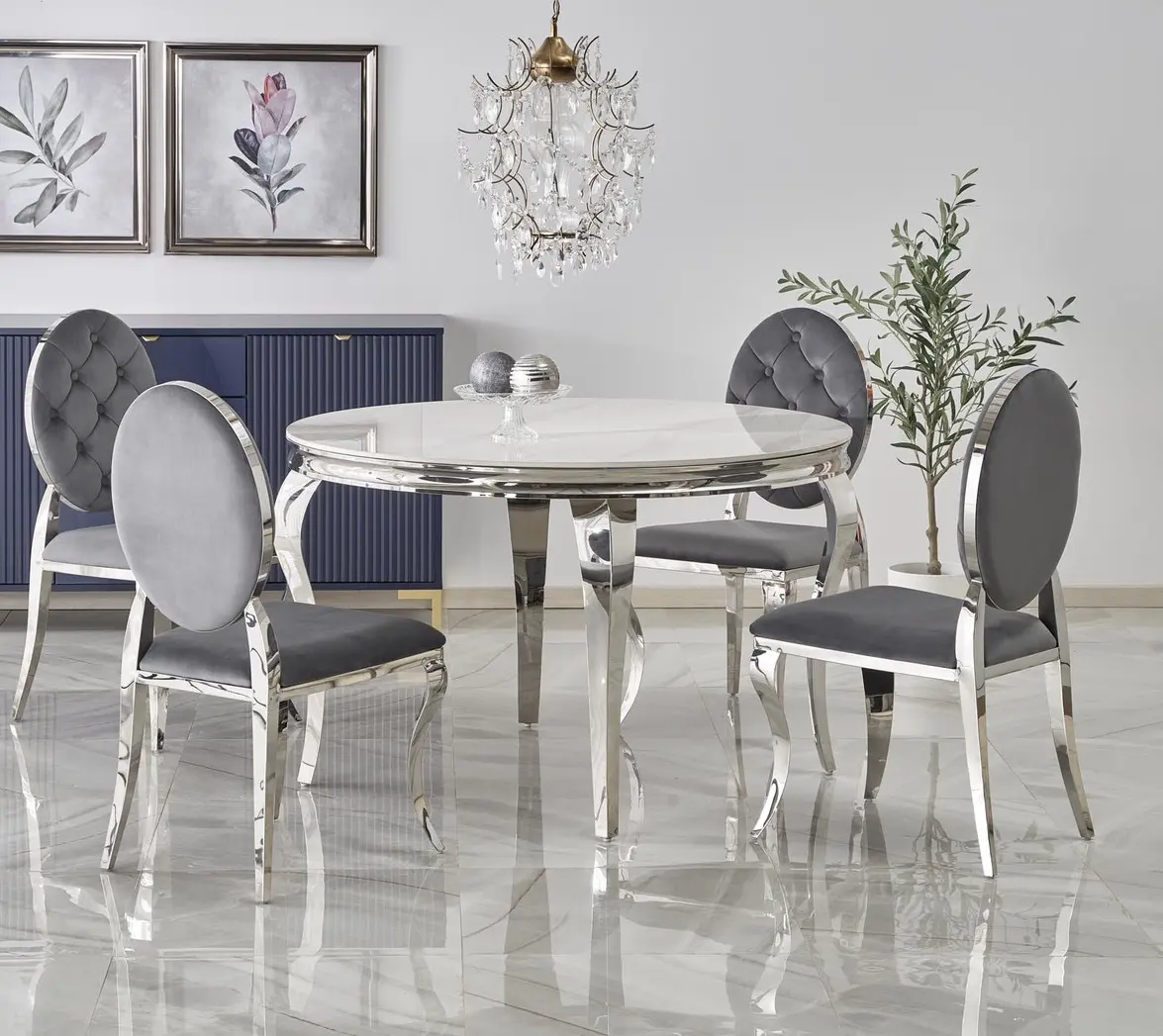 Masa Halmar Reginald (White Marble/Silver)