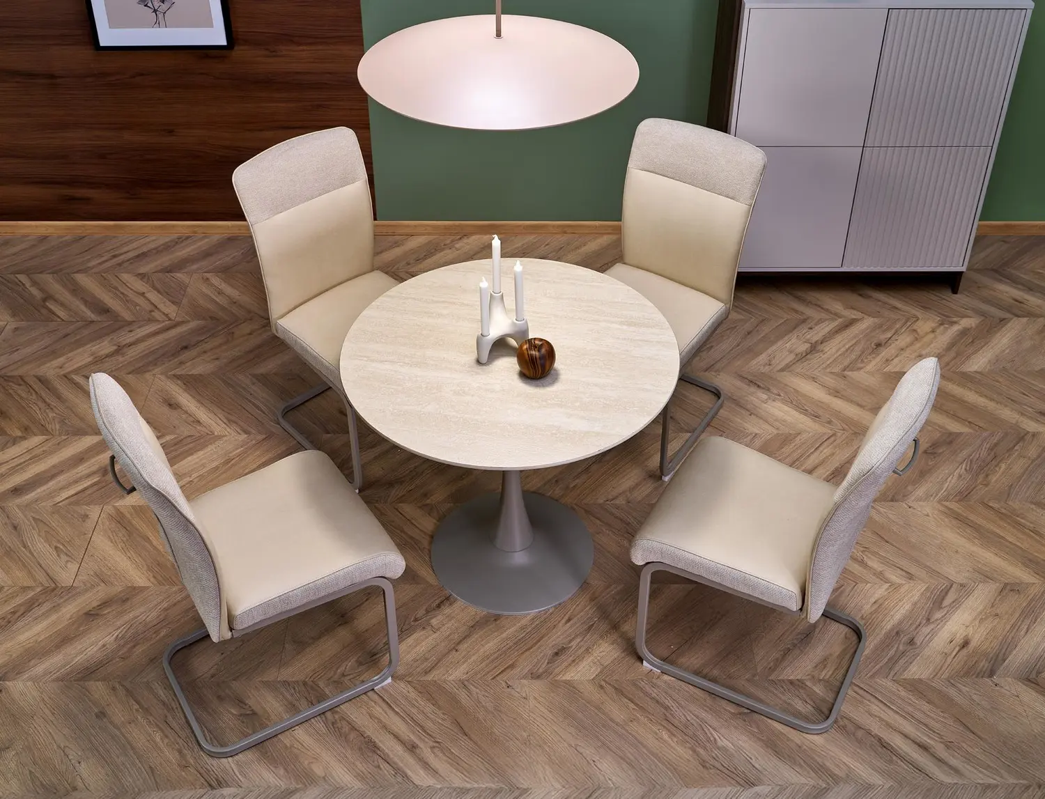 Masa Halmar Tolio Round (Travertine/Cashmere) - 2