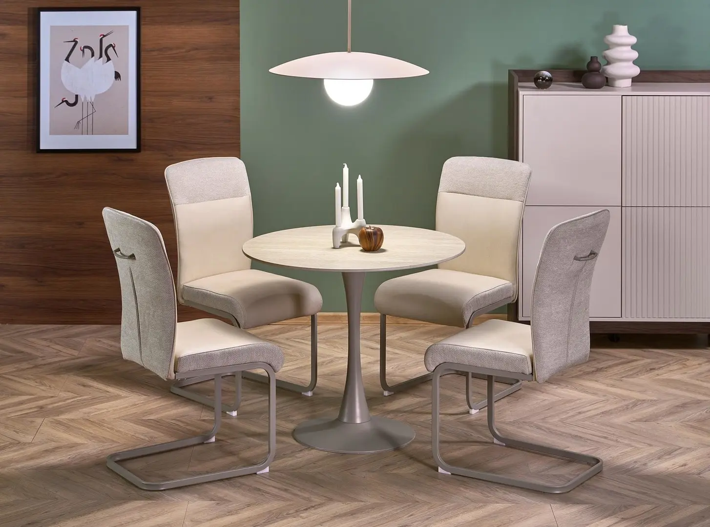 Masa Halmar Tolio Round (Travertine/Cashmere)