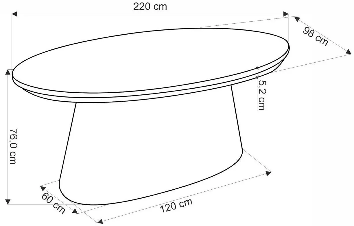 Masa Halmar Vagner 220x76 (Walnut)
