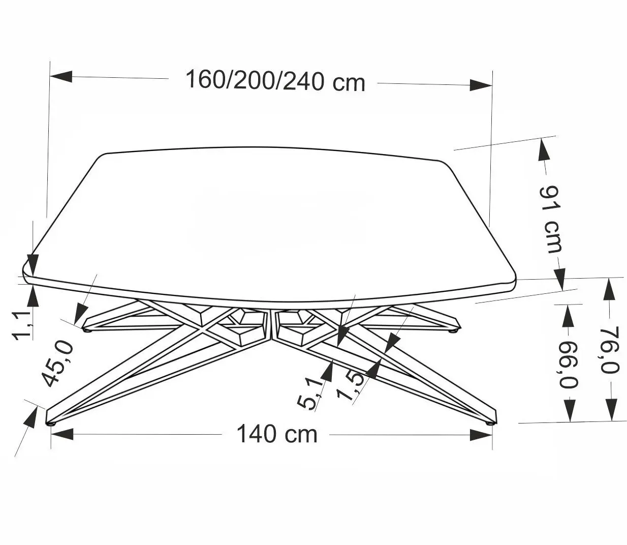 Masa extensibila Halmar Alfredo 160/240 (White Marble/Black)