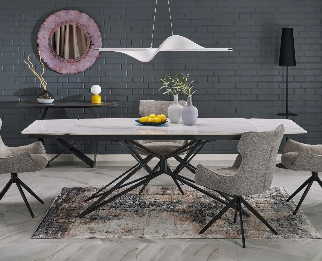 Masa extensibila Halmar Alfredo 160/240 (White Marble/Black)