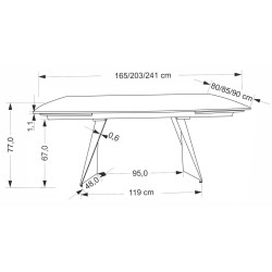 Стол раскладной Halmar Armani 165/241 (Black Marble) Thumb