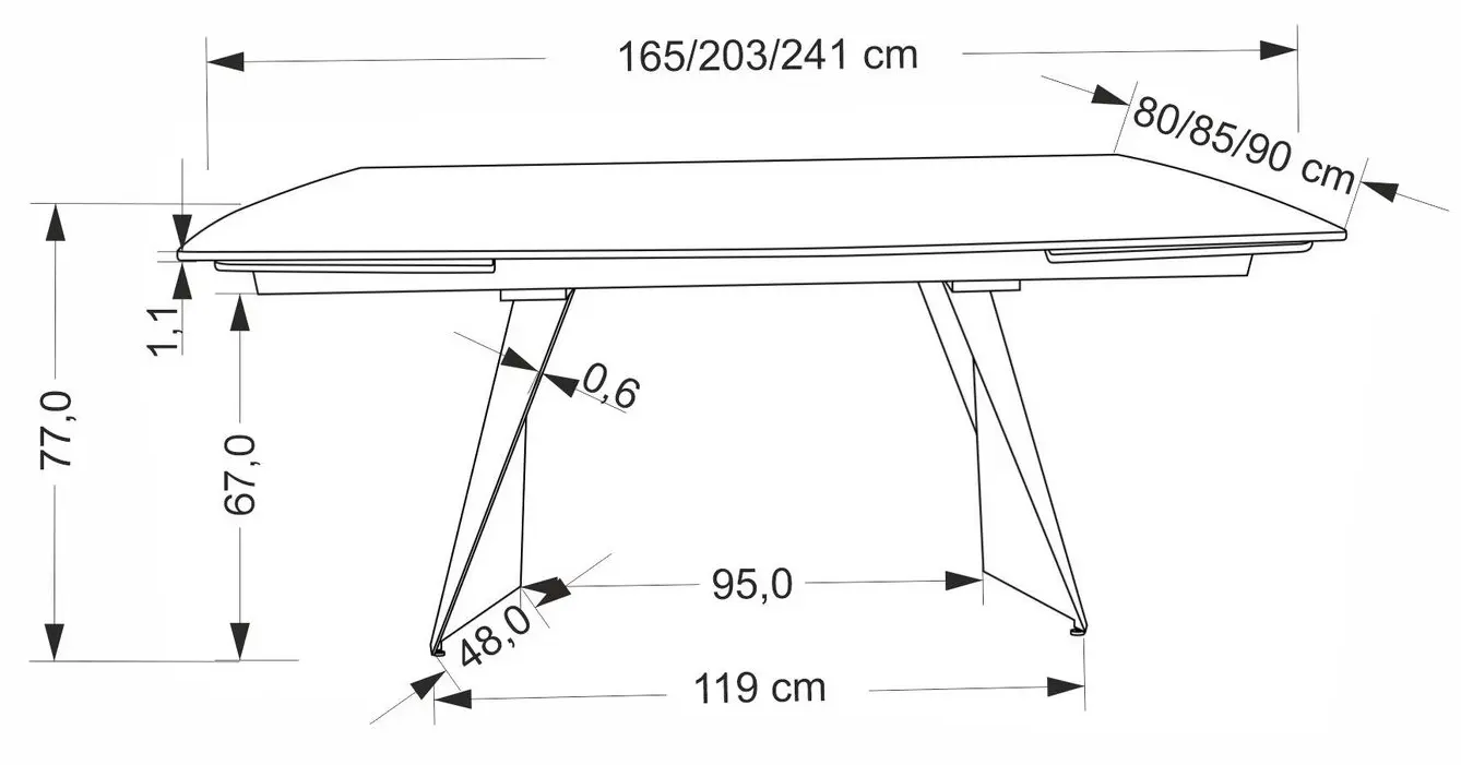 Стол раскладной Halmar Armani 165/241 (Black Marble)