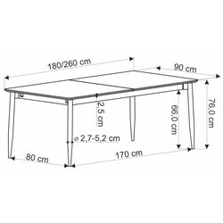 Masa extensibila Halmar Charles 180/260 (Grey Marble/Black) Thumb