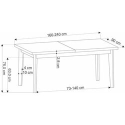 Masa extensibila Halmar Edmondo 160/240x75 (Natural Oak/Black) Thumb