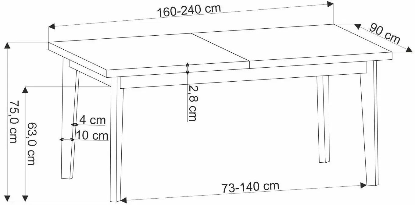 Masa extensibila Halmar Edmondo 160/240x75 (Natural Oak/Black)