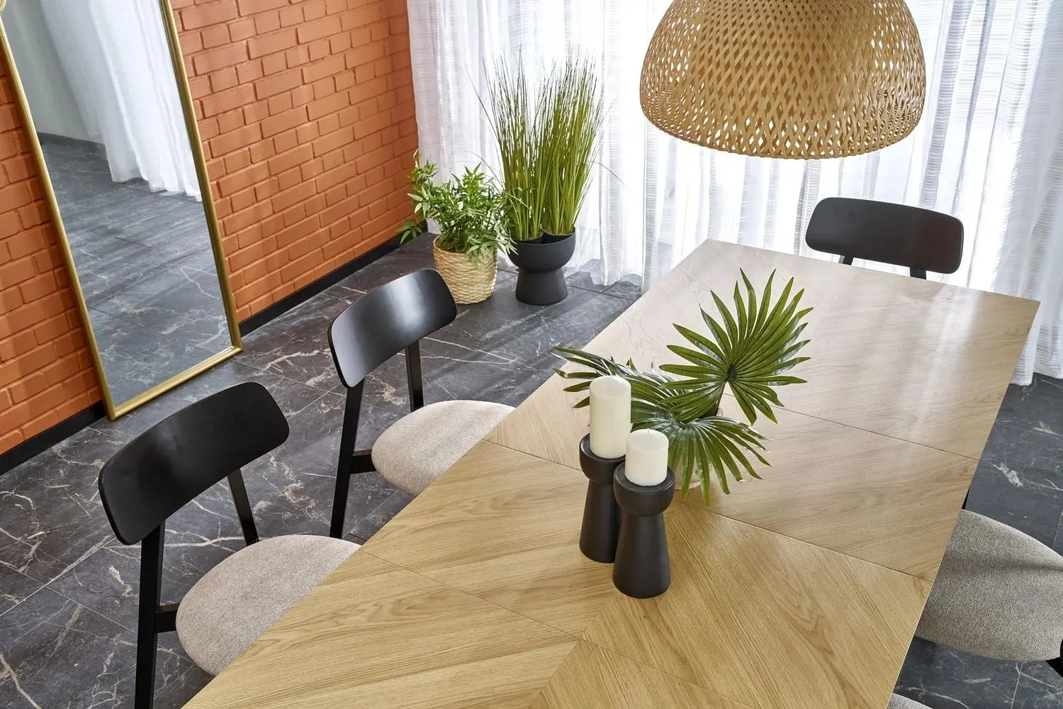 Masa extensibila Halmar Edmondo 160/240x75 (Natural Oak/Black)