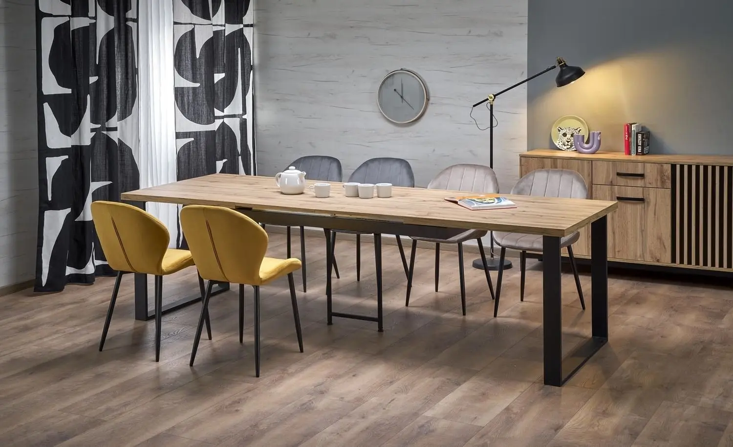 Стол раскладной Halmar Edmondo 160/310x76 (Wotan Oak/Black) - 5