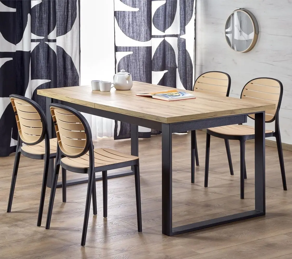 Стол раскладной Halmar Edmondo 160/310x76 (Wotan Oak/Black)
