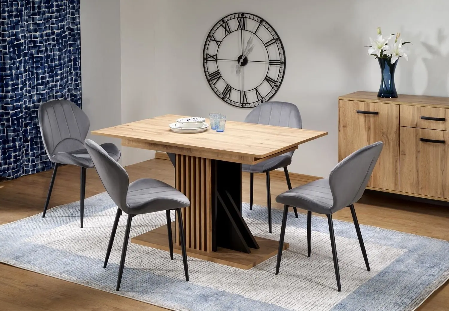 Стол раскладной Halmar Fabiano 130/175x85cm (Artisan Oak/Black)