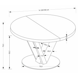 Masa extensibila Halmar Fanis 120/160 (Natural/Black) Thumb
